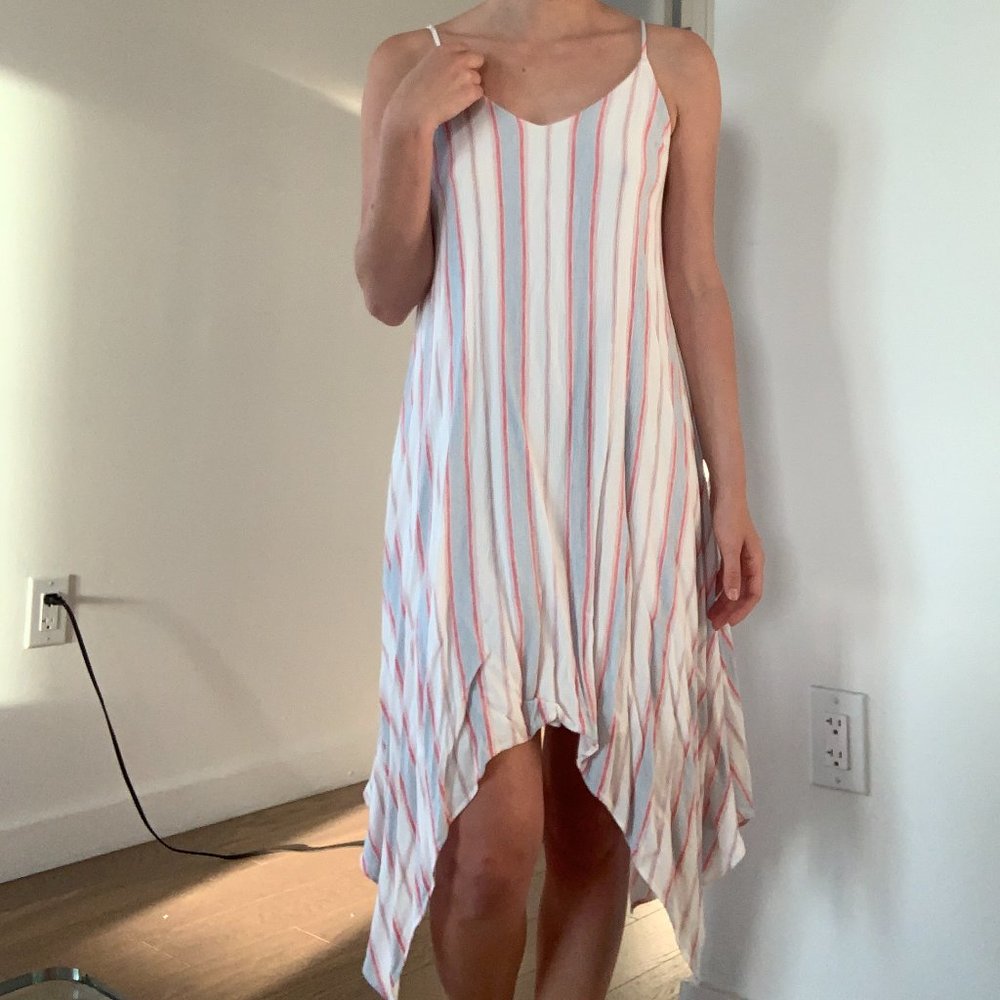 Aqua White Blue and Pink Striped Short Casual California Dress Size 0